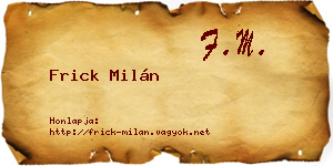 Frick Milán névjegykártya