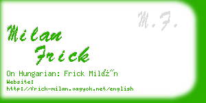 milan frick business card
